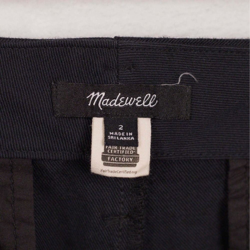MADEWELL Pleated Carrot Pants Cotton Wool Twill Tapered Trousers Black Coal Sz 2 - Picture 10 of 11